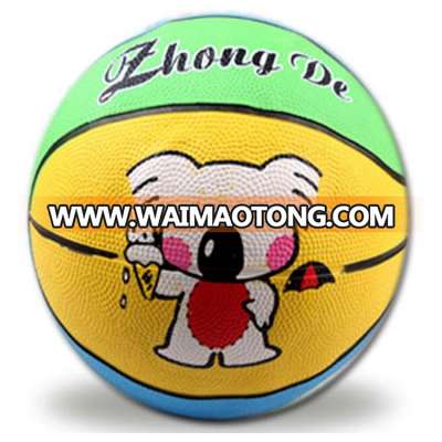 promotional cartoon printed cheap rubber basketball for child